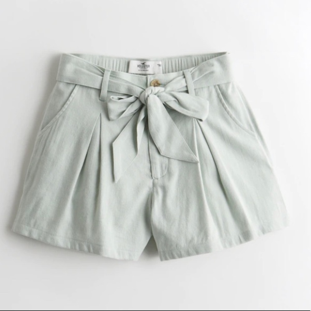 Ultra High-Rise Linen-Blend Paper-Bag Short